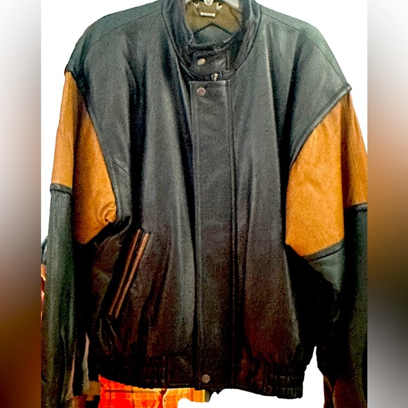 Vintage Saxony Collection 1980’s Two tone Leather Jacket - Picture 1 of 10